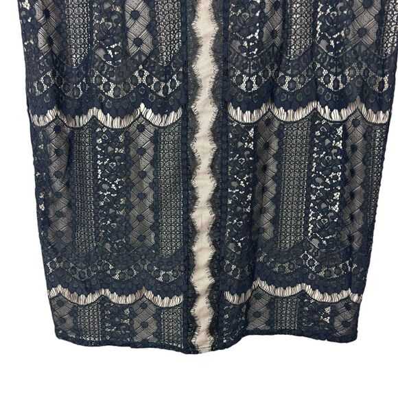 Chicos Black Lace Sheath Dress w/Nude Lining Whimsigoth Sleeveless Size 3 - Picture 4 of 9